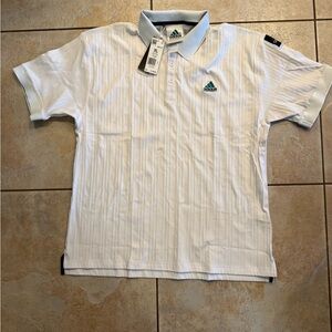 Adidas Men's White Polo with Teal Accents